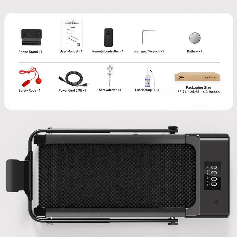 DeerRun A5 Pro 2-in-1 Folding Smart Treadmill (300 lb, 5.4% Incline, Under-Desk)