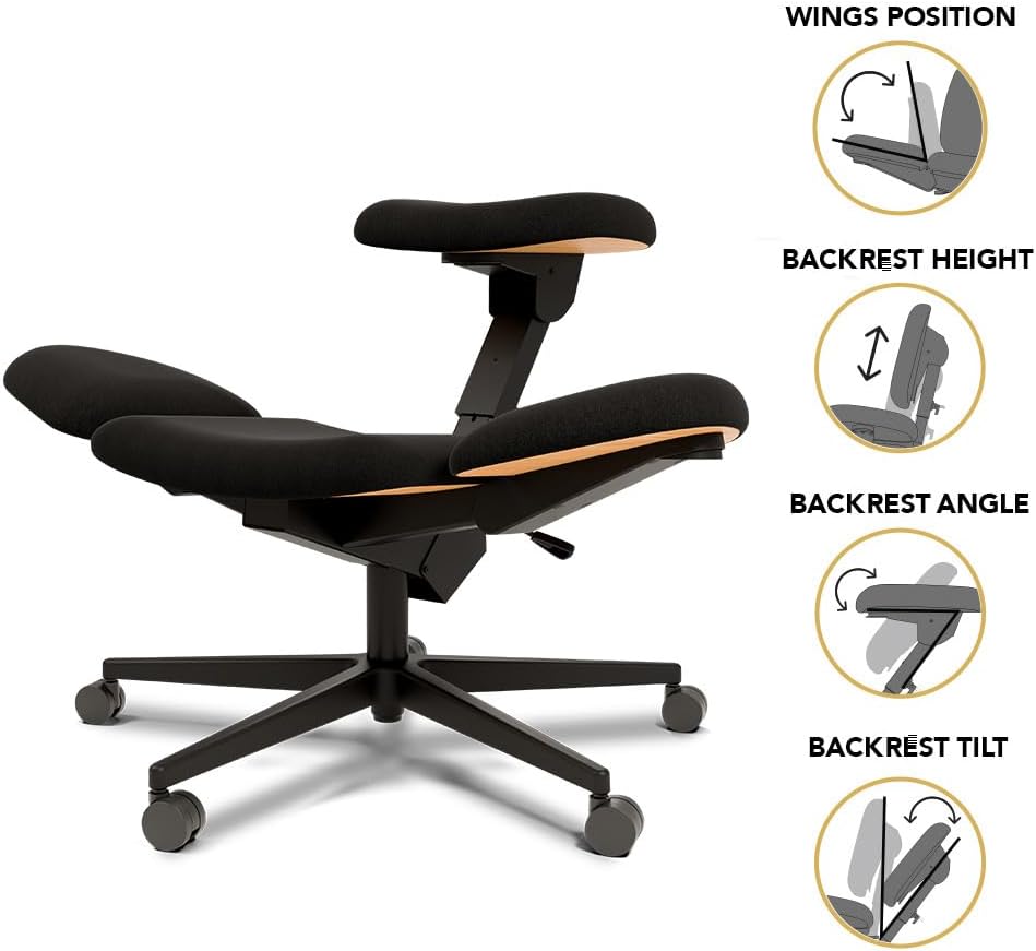 BeYou Transforming Ergonomic Chair – Adjustable Wings, 90° Rotating Backrest, Auto-Locking Wheels (Up to 400 lb)