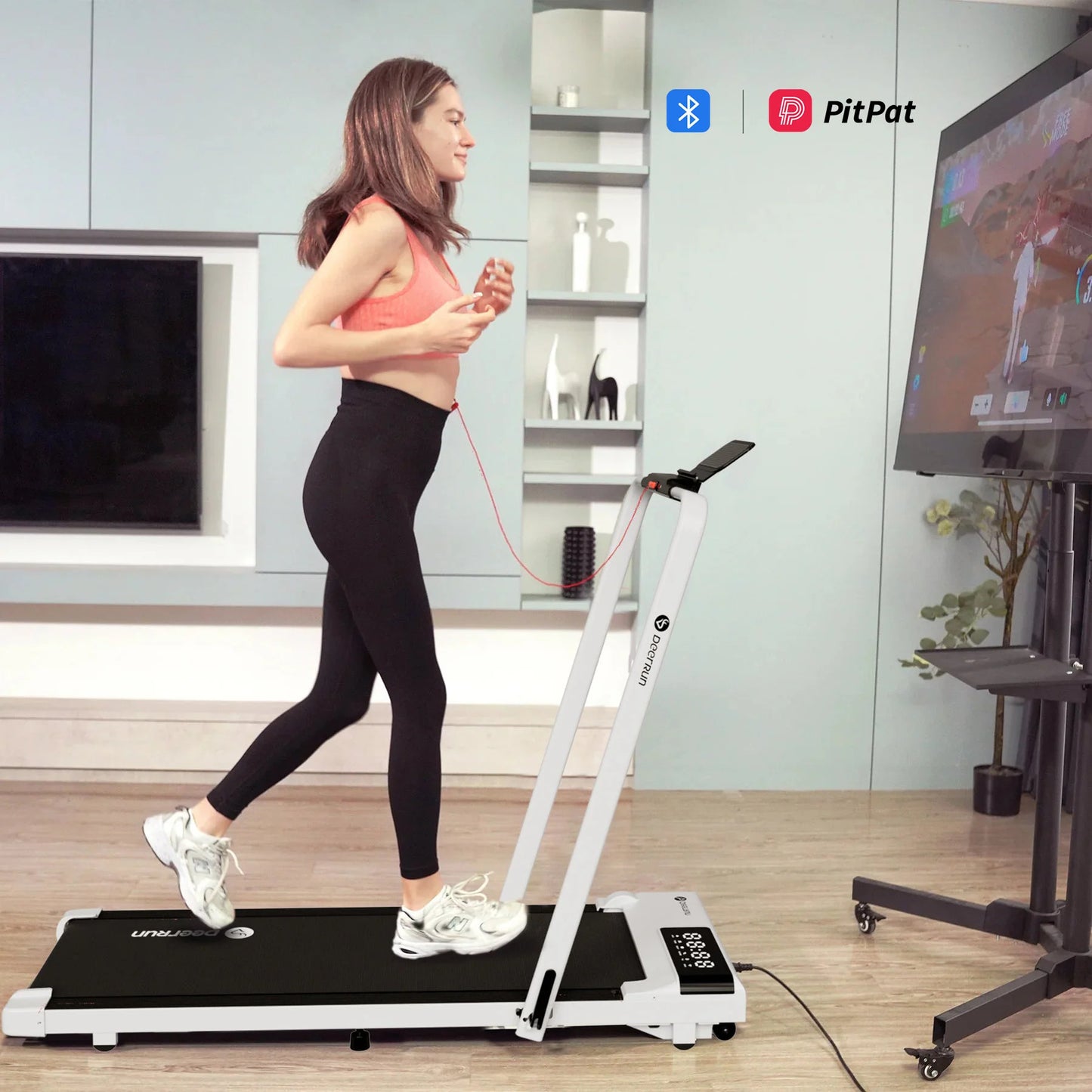 DeerRun A5 Pro 2-in-1 Folding Smart Treadmill (300 lb, 5.4% Incline, Under-Desk)