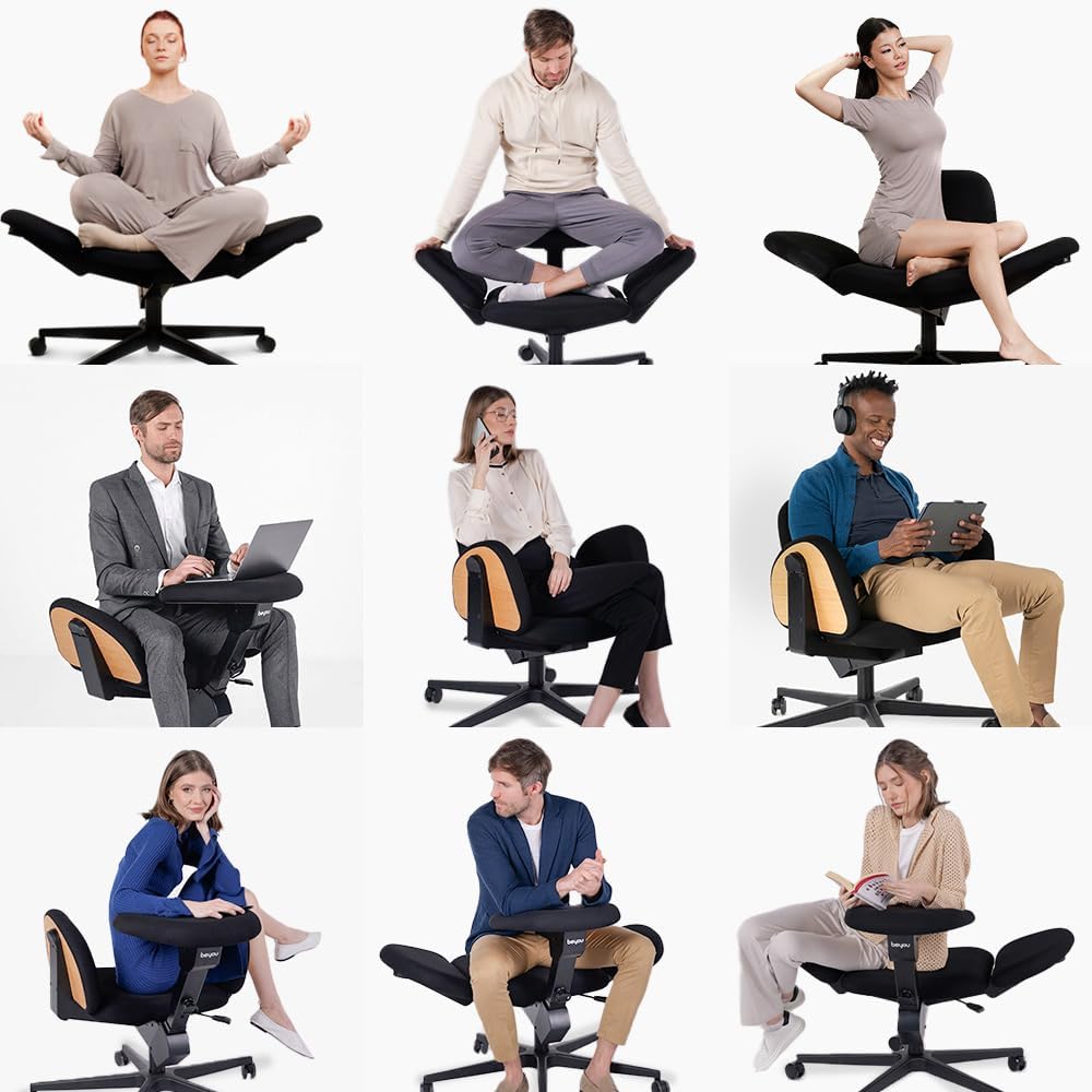 BeYou Transforming Ergonomic Chair – Adjustable Wings, 90° Rotating Backrest, Auto-Locking Wheels (Up to 400 lb)