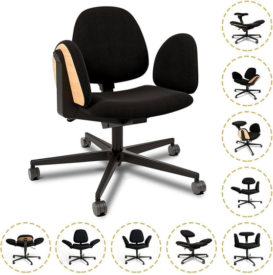 BeYou Transforming Ergonomic Chair – Adjustable Wings, 90° Rotating Backrest, Auto-Locking Wheels (Up to 400 lb)