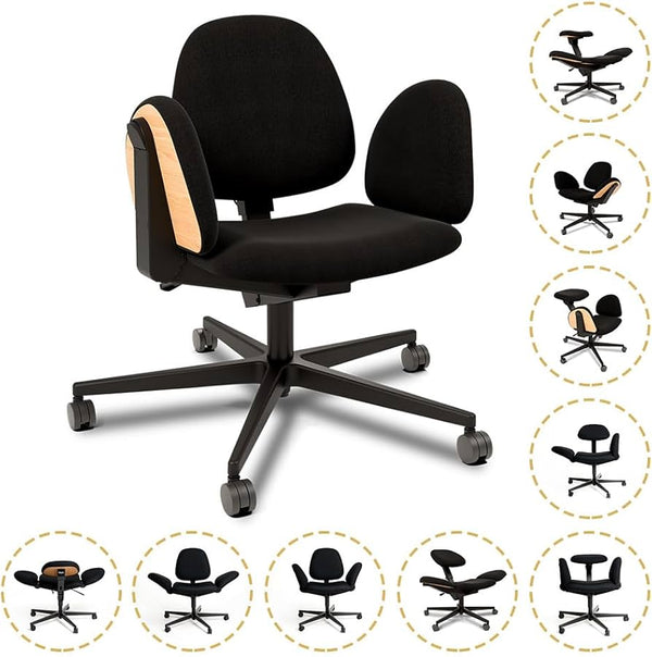 BeYou Transforming Ergonomic Chair – Adjustable Wings, 90° Rotating Backrest, Auto-Locking Wheels (Up to 400 lb)