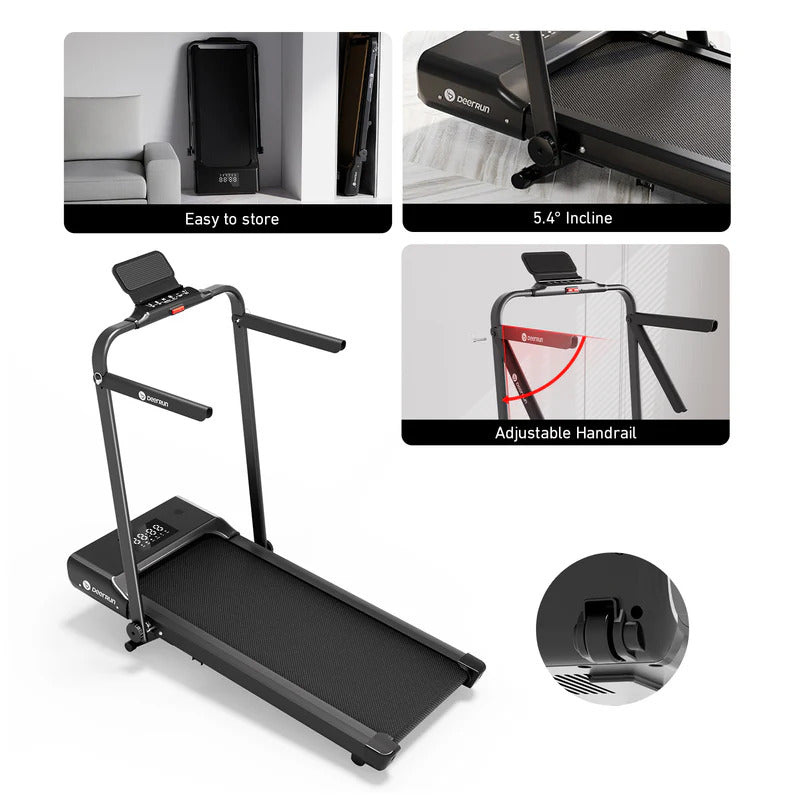 DeerRun A5 Pro 2-in-1 Folding Smart Treadmill (300 lb, 5.4% Incline, Under-Desk)